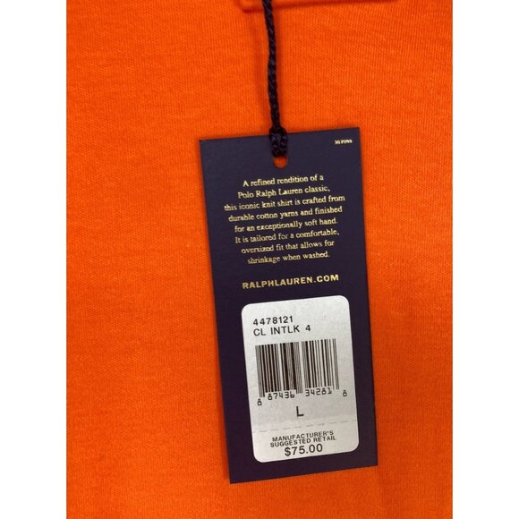 New Polo Ralph Lauren The Interlock Shirt Mens Size L Orange Pony Logo Short Slv - Picture 8 of 8